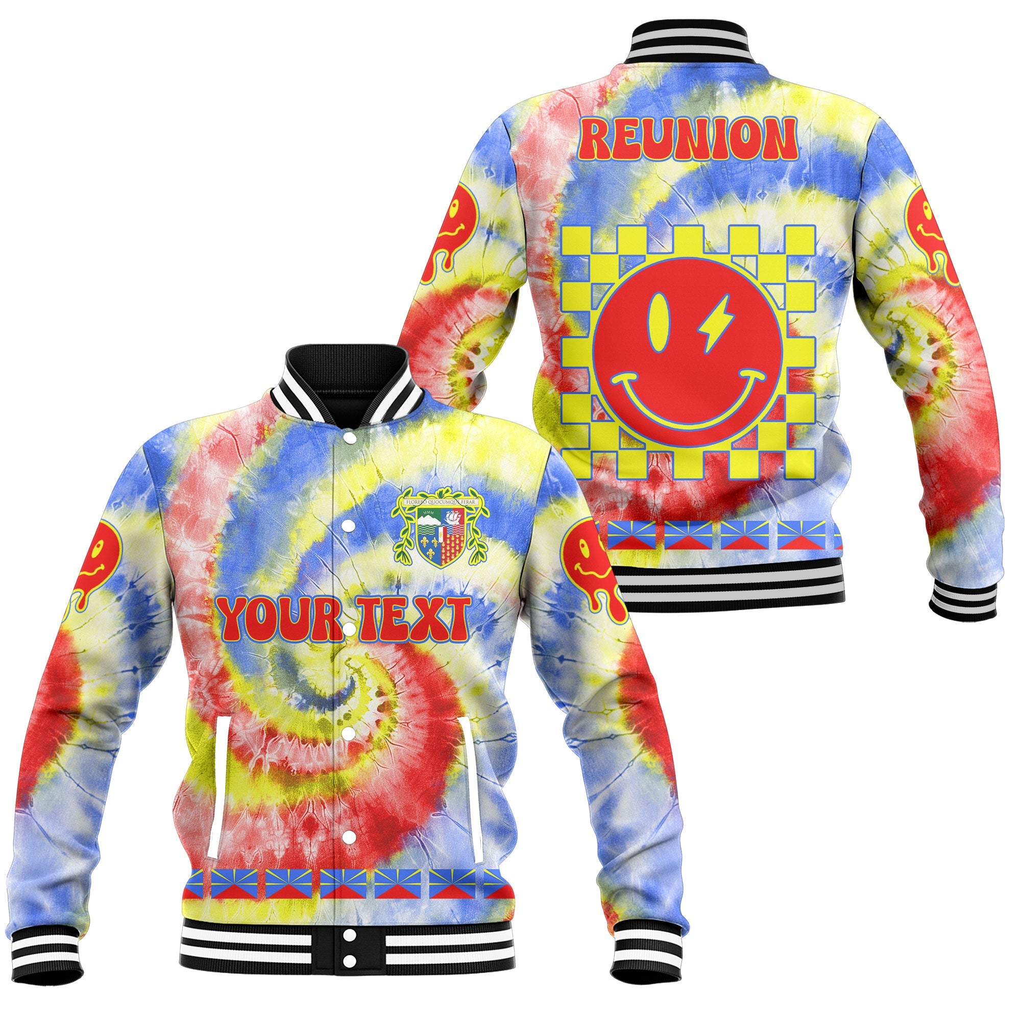 Reunion Baseball Jacket Custom Tie Dye Style 1