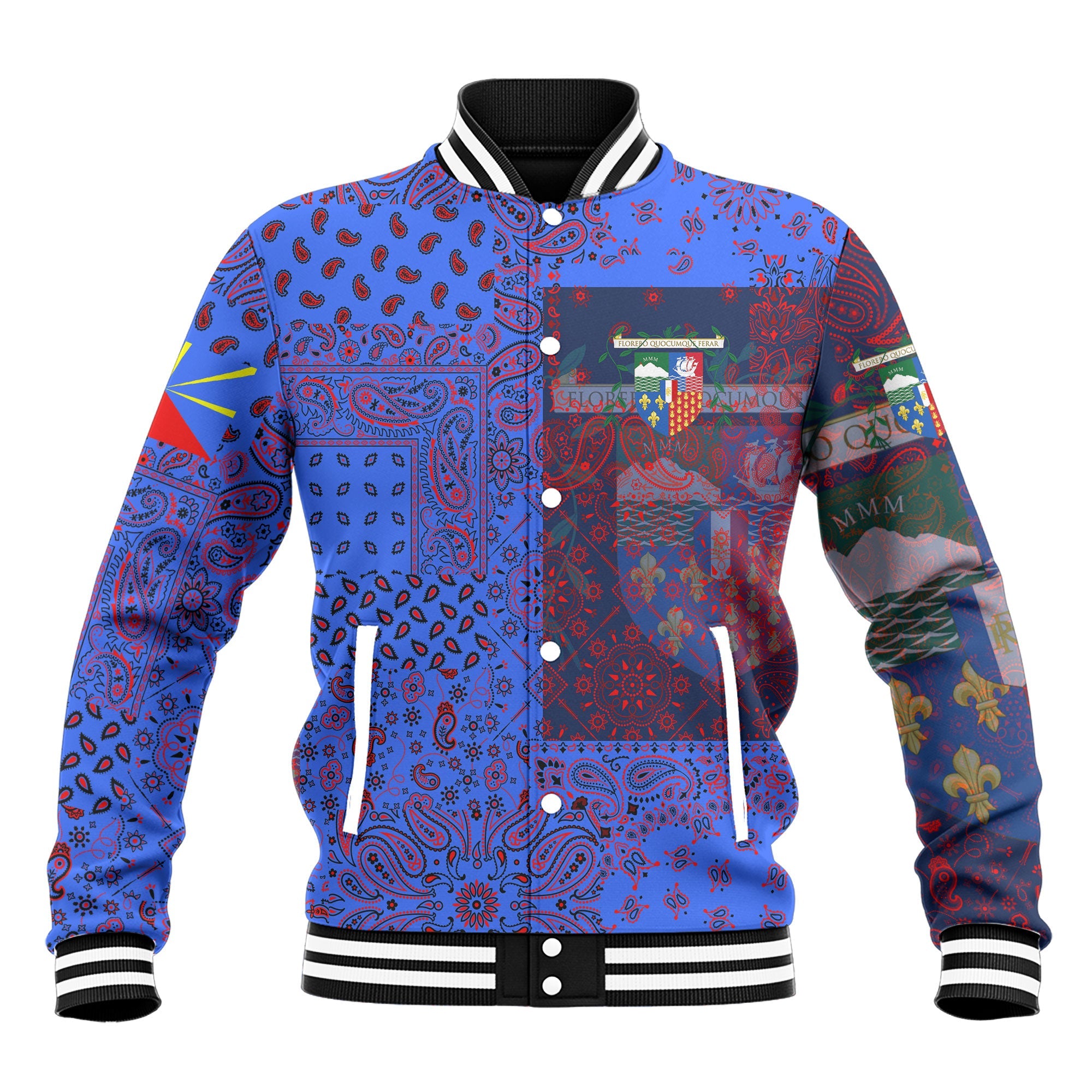 Reunion Baseball Jacket Paisley Flag And Skull Style 2