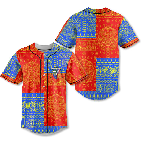 Reunion Baseball Jersey Flag And Paisley Basic Style 1