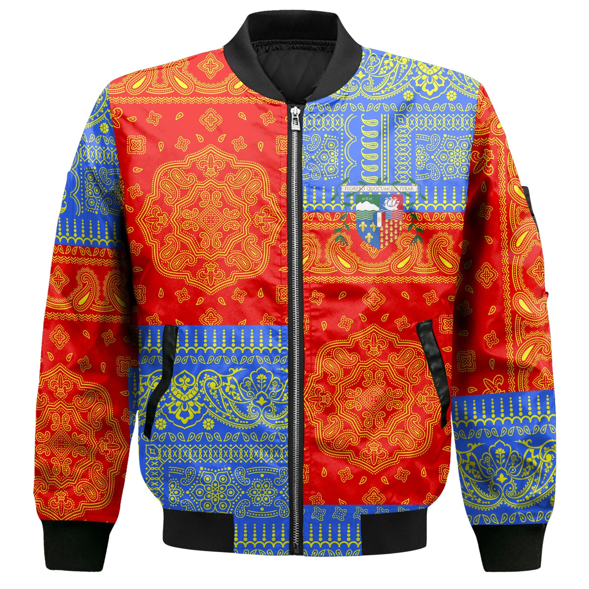 Reunion Bomber Jacket Flag And Paisley Basic Style 2