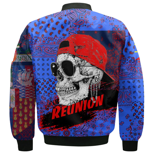 Reunion Bomber Jacket Paisley Flag And Skull Style 3