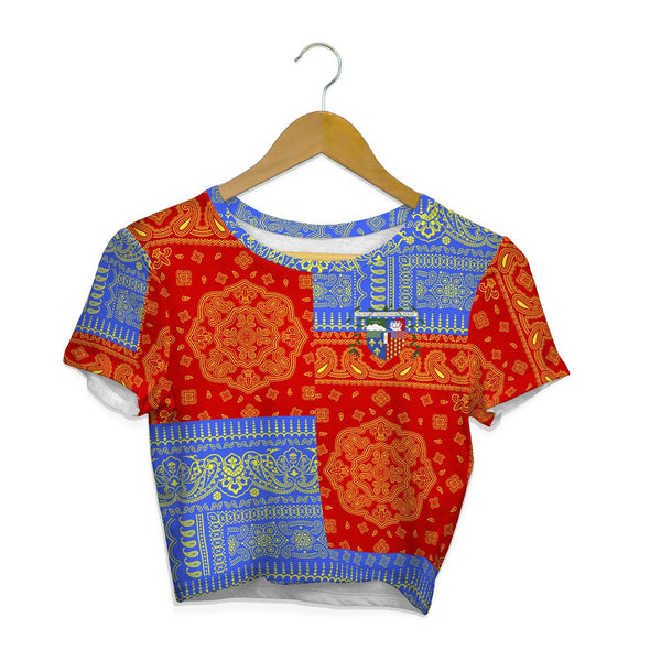 Reunion Croptop T Shirt Flag And Paisley Basic Style 1