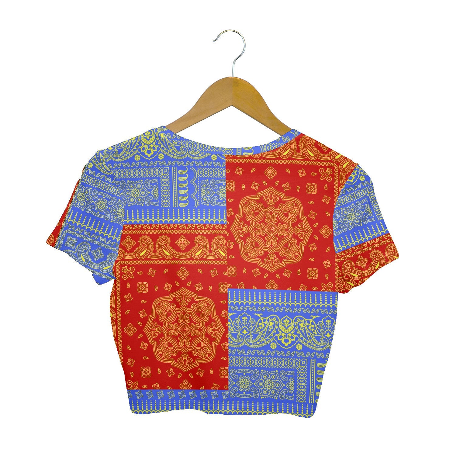 Reunion Croptop T Shirt Flag And Paisley Basic Style 2