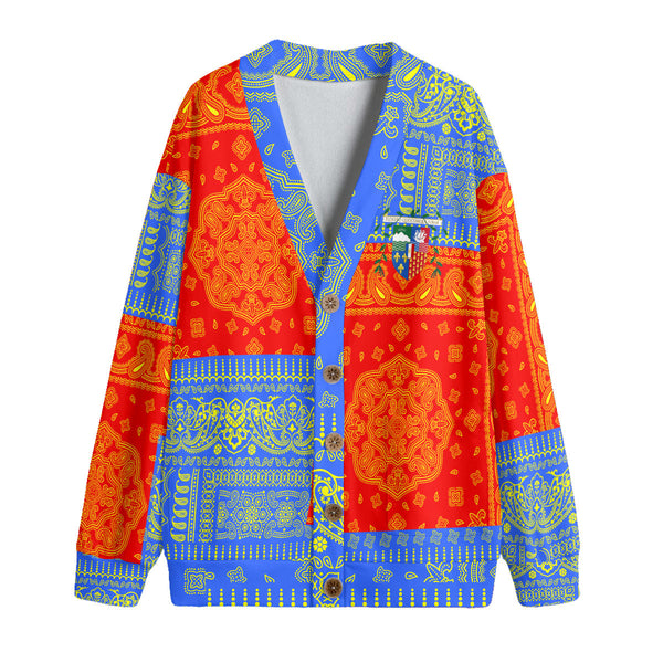 Reunion Fleece Cardigan Flag And Paisley Basic Style 1