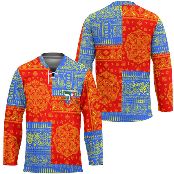 Reunion Hockey Jersey Flag And Paisley Basic Style 1