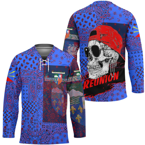 Reunion Hockey Jersey Paisley Flag And Skull Style 1