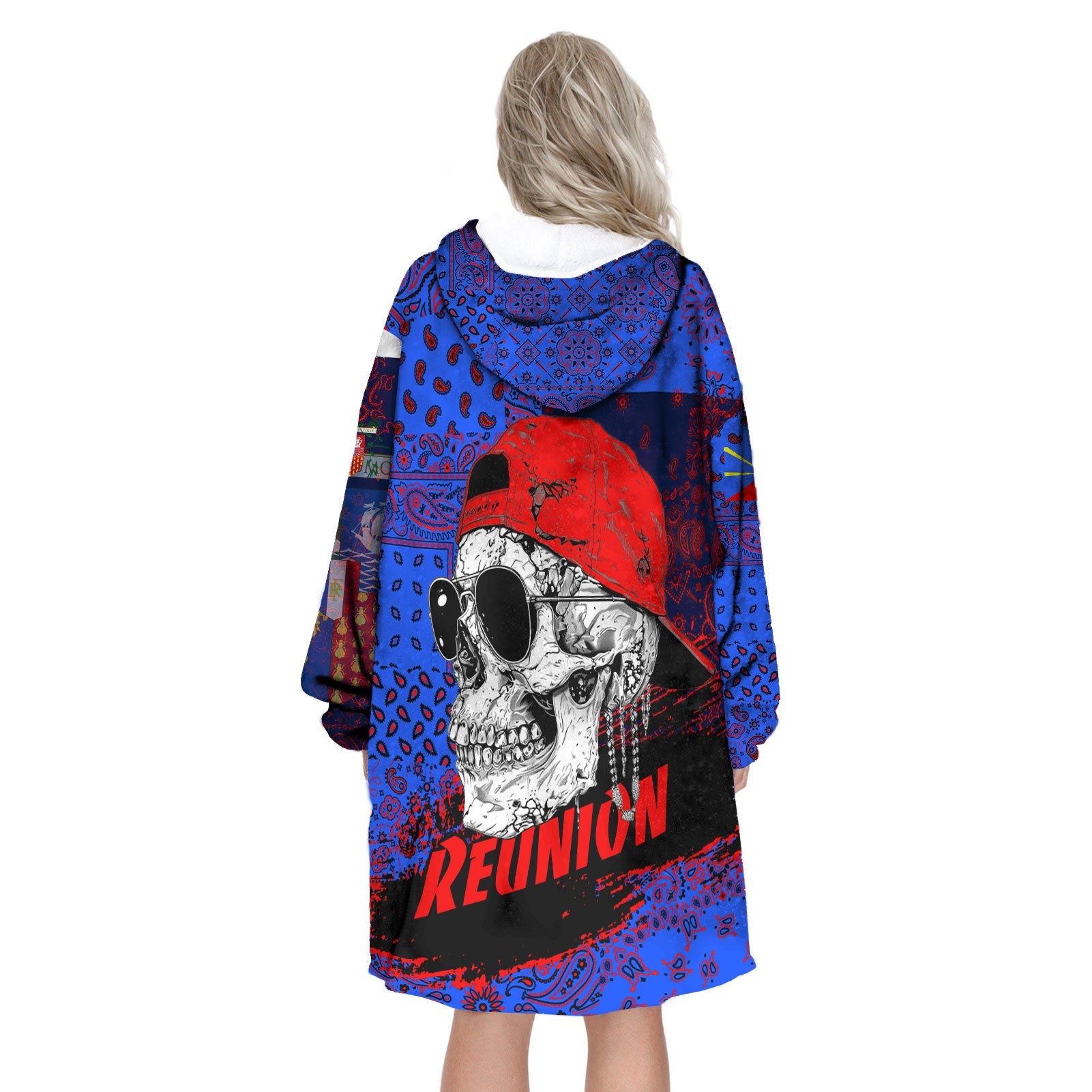 Reunion Hoodie Blanket Paisley Flag And Skull Style 3