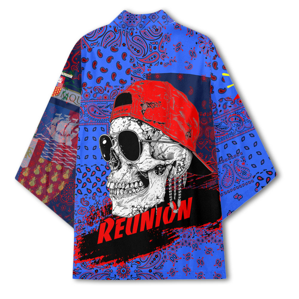 Reunion Kimono Paisley Flag And Skull Style 3