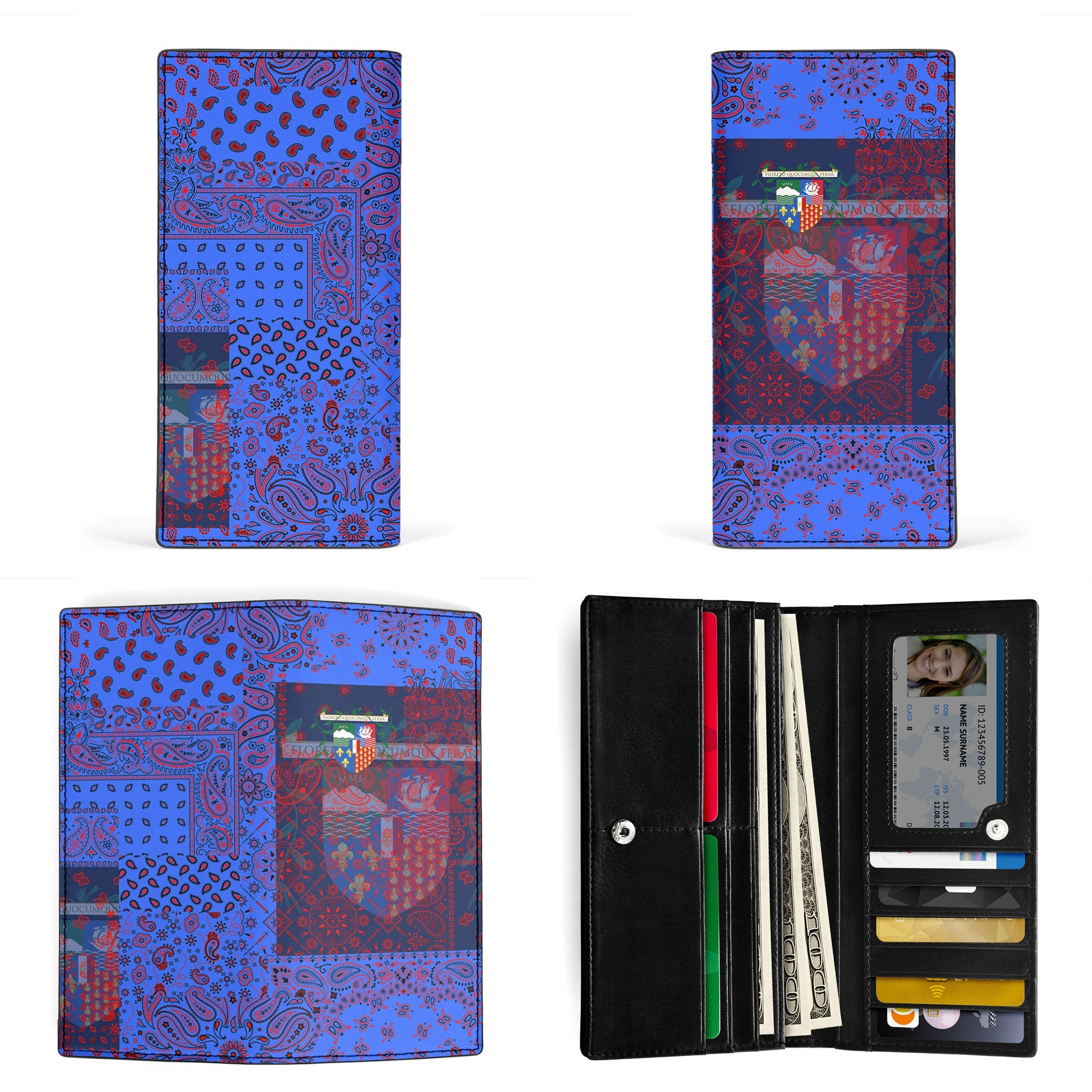 Reunion Leather Wallet Paisley Flag And Skull Style 3