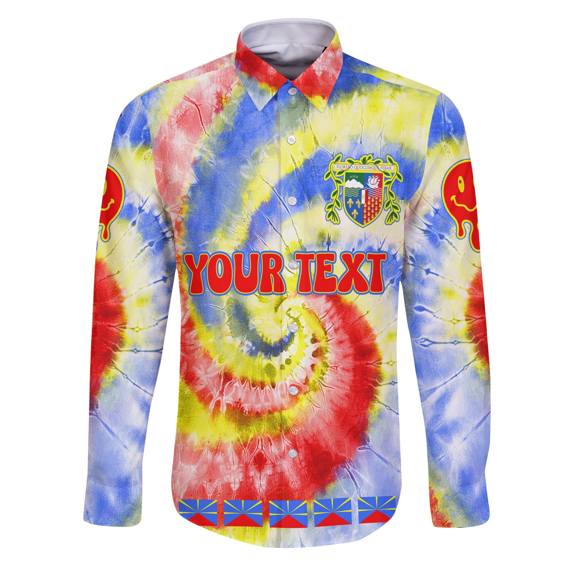 Reunion Long Sleeve Button Shirt Custom Tie Dye Style 1