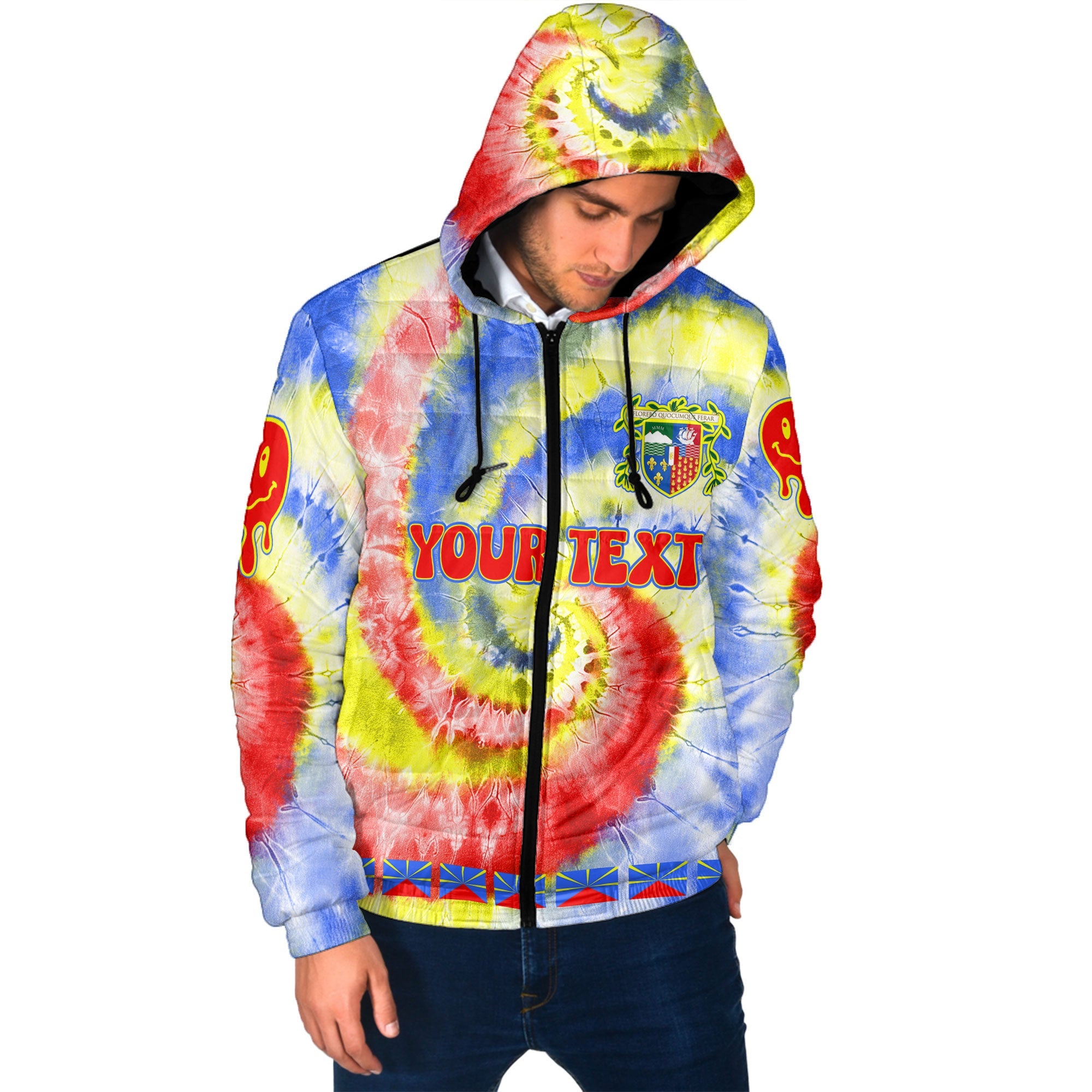 Reunion Men Hooded Padded Jacket Custom Tie Dye Style 2