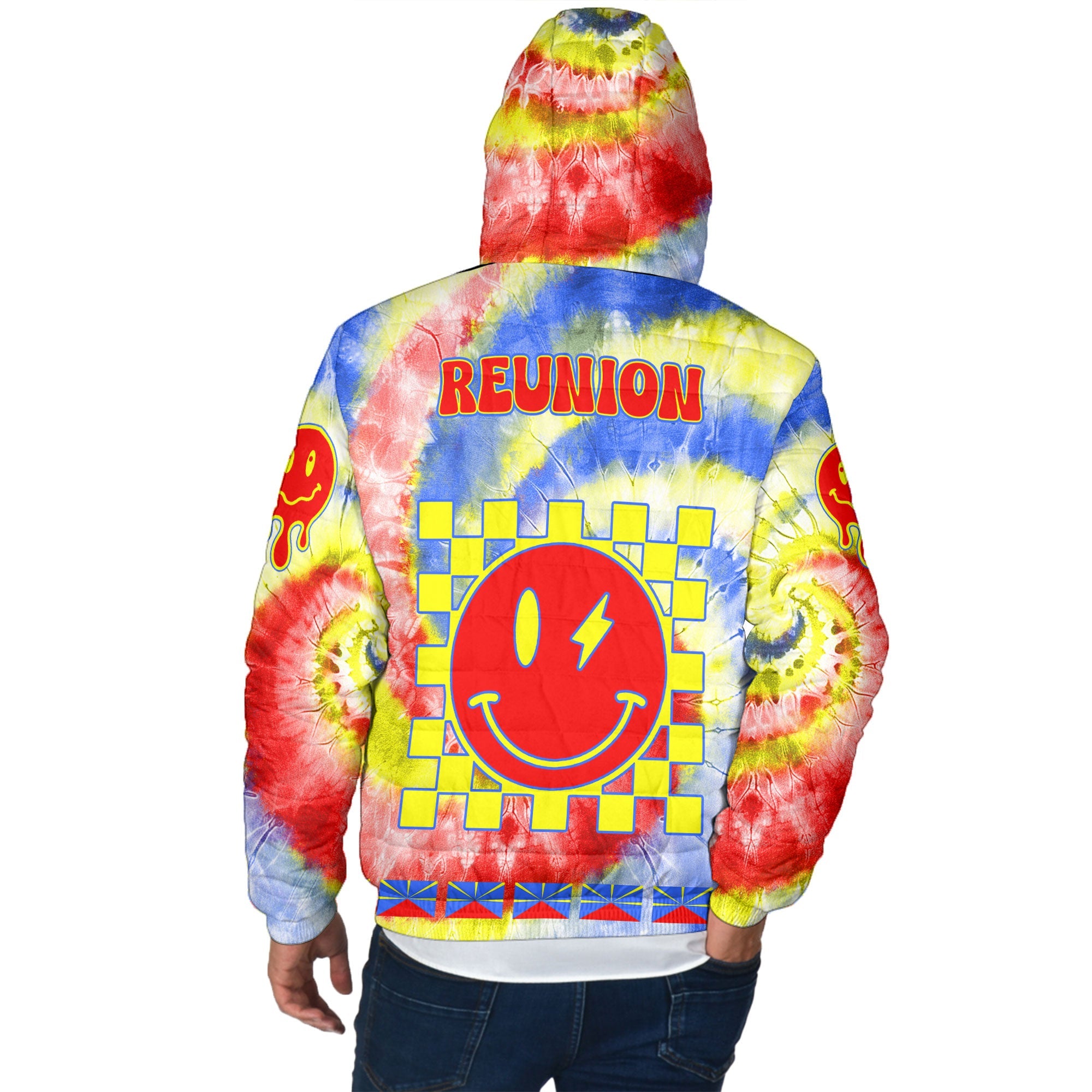 Reunion Men Hooded Padded Jacket Custom Tie Dye Style 3