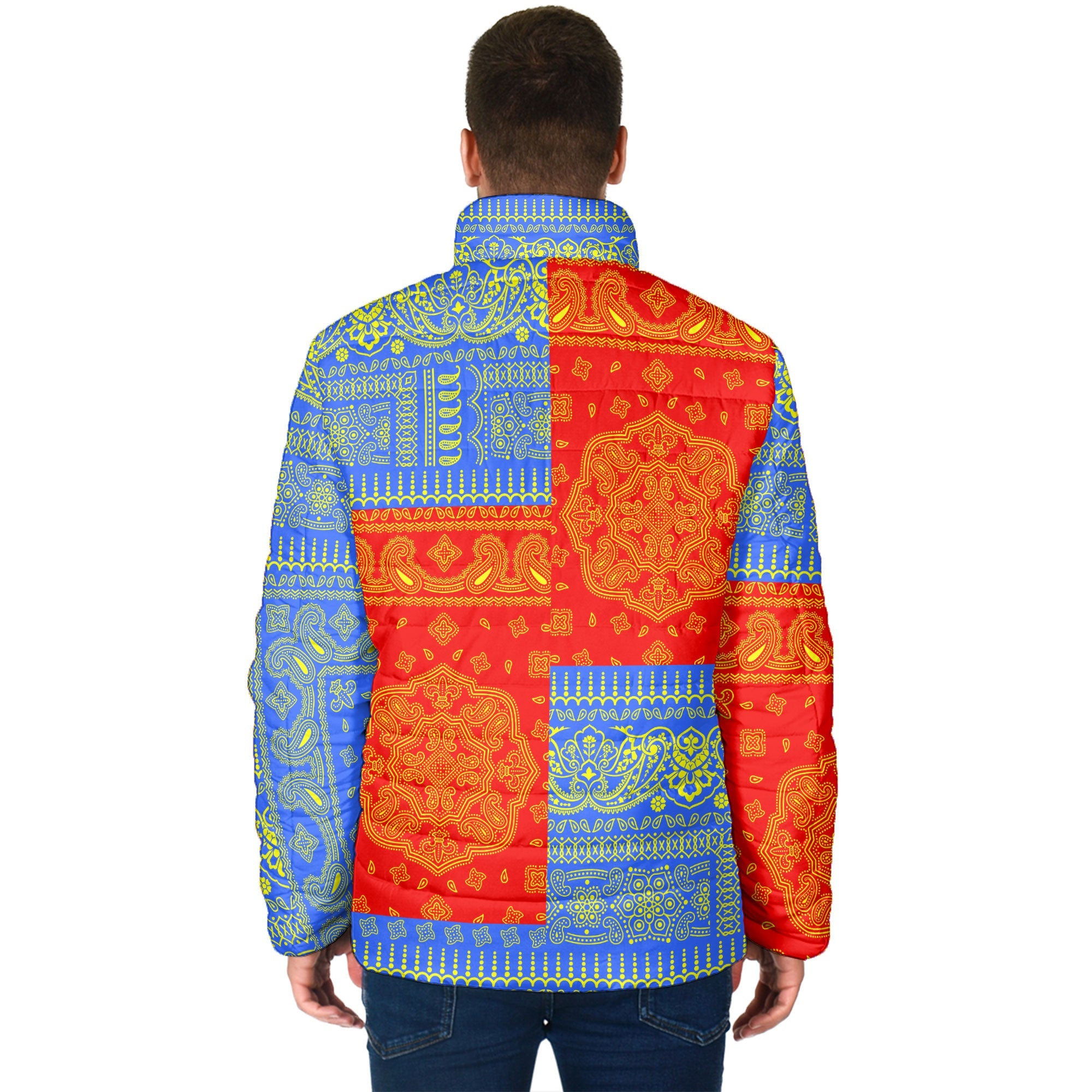 Reunion Men Padded Jacket Flag And Paisley Basic Style 2