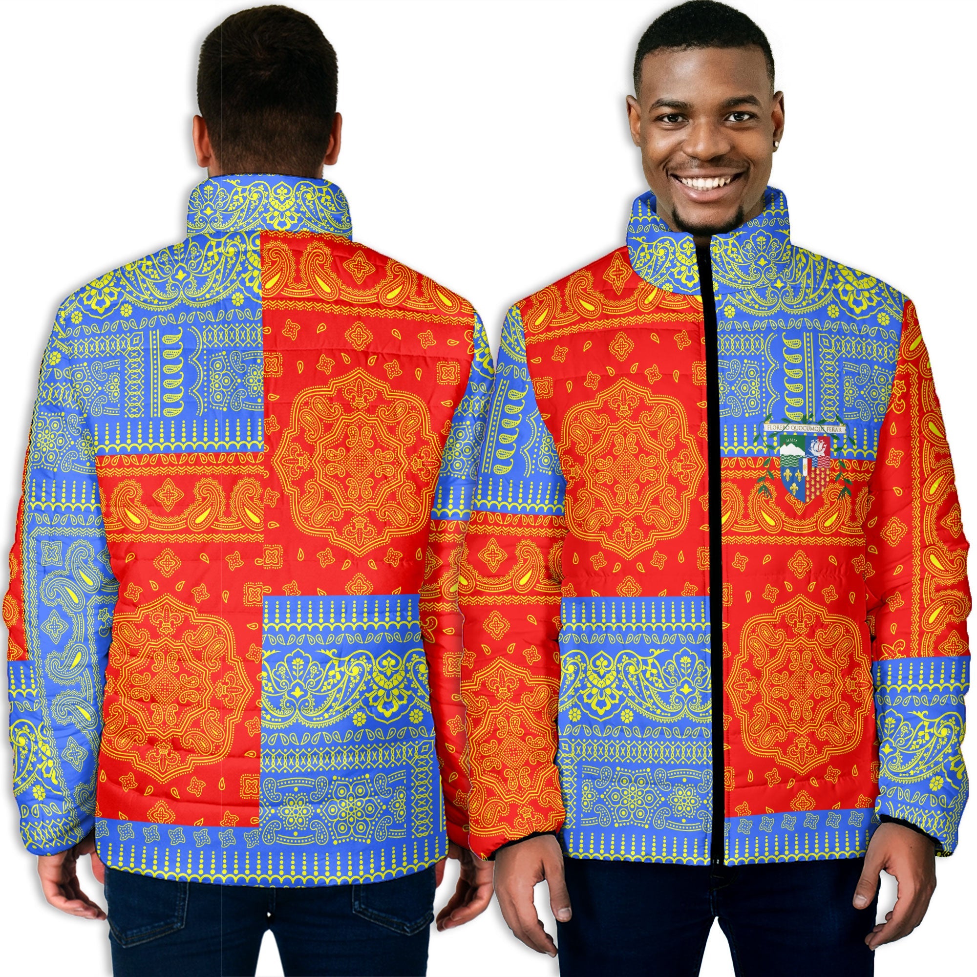 Reunion Men Padded Jacket Flag And Paisley Basic Style 3