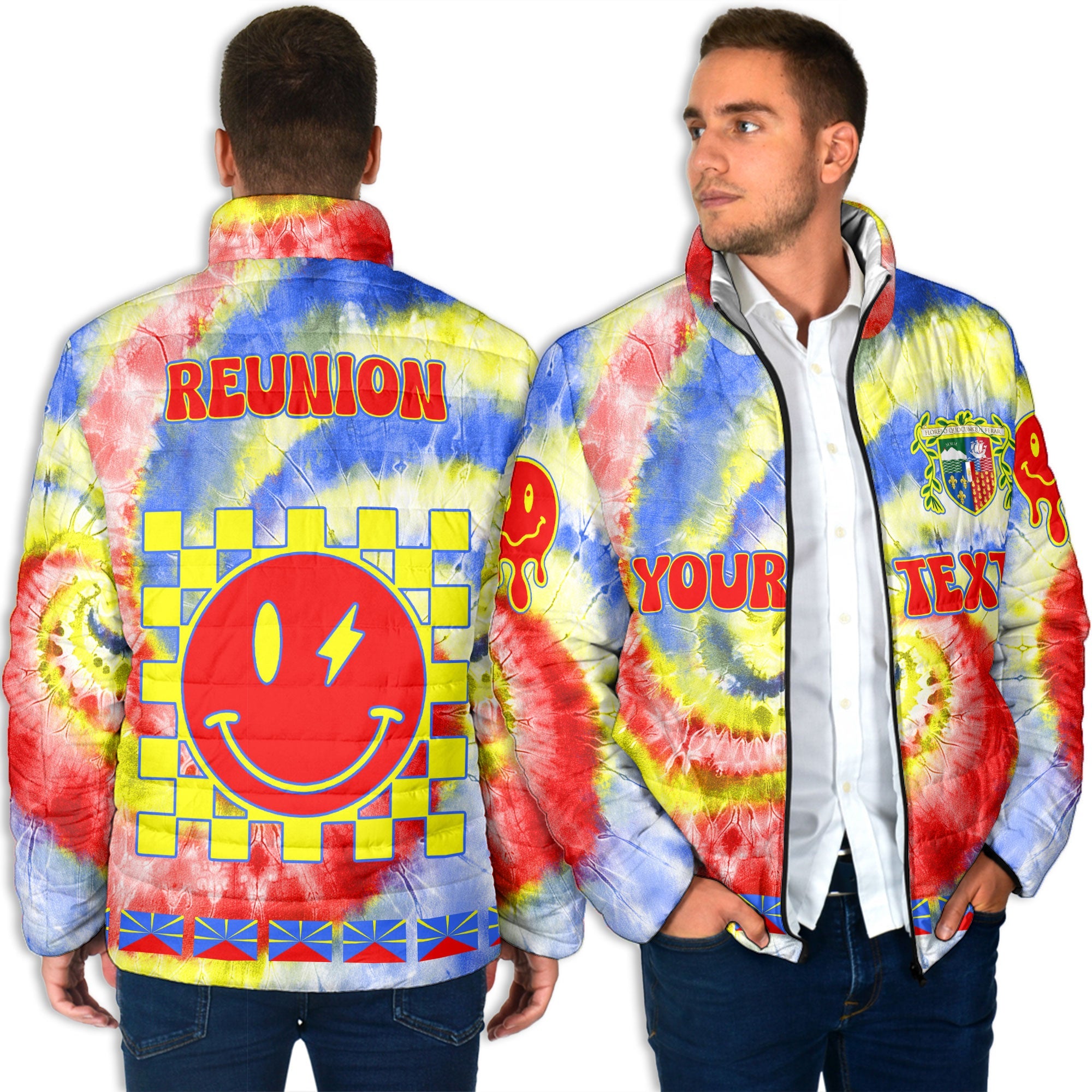 Reunion Men Padded Jacket Custom Tie Dye Style 4