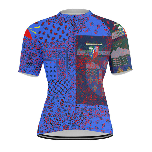 Reunion Men Cycling Jersey Paisley Flag And Skull Style 1