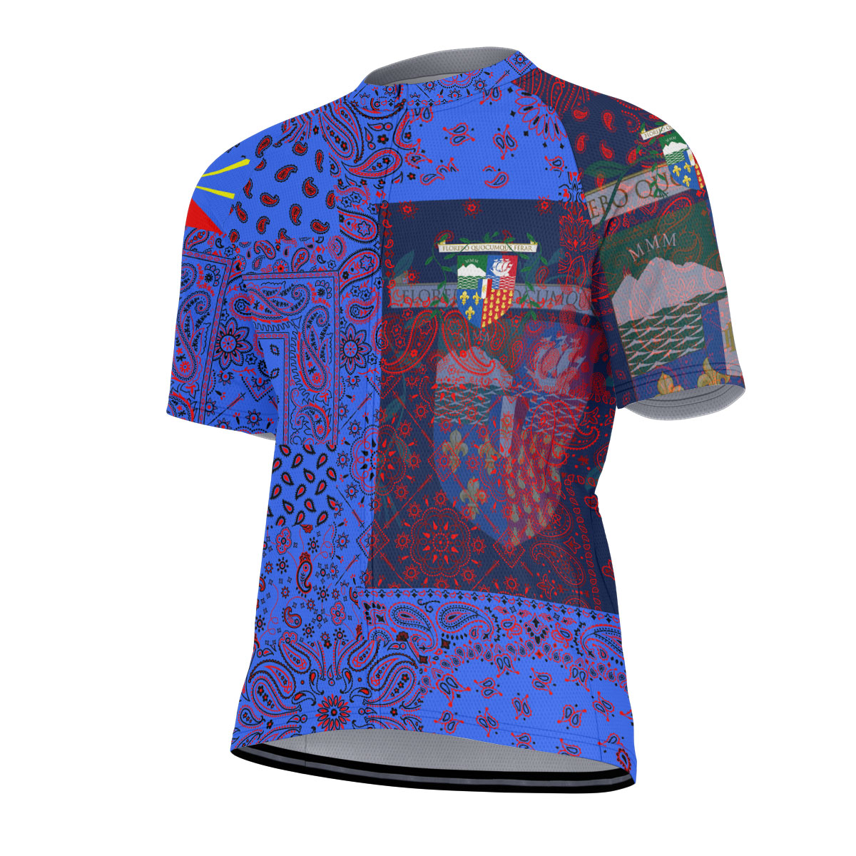 Reunion Men Cycling Jersey Paisley Flag And Skull Style 3