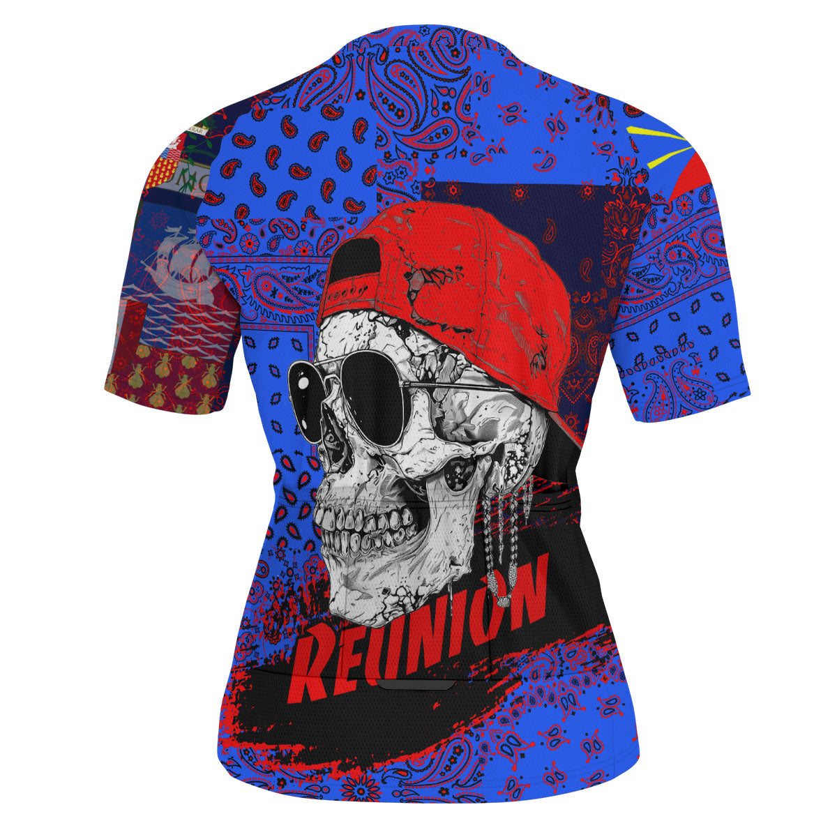 Reunion Men Cycling Jersey Paisley Flag And Skull Style 4