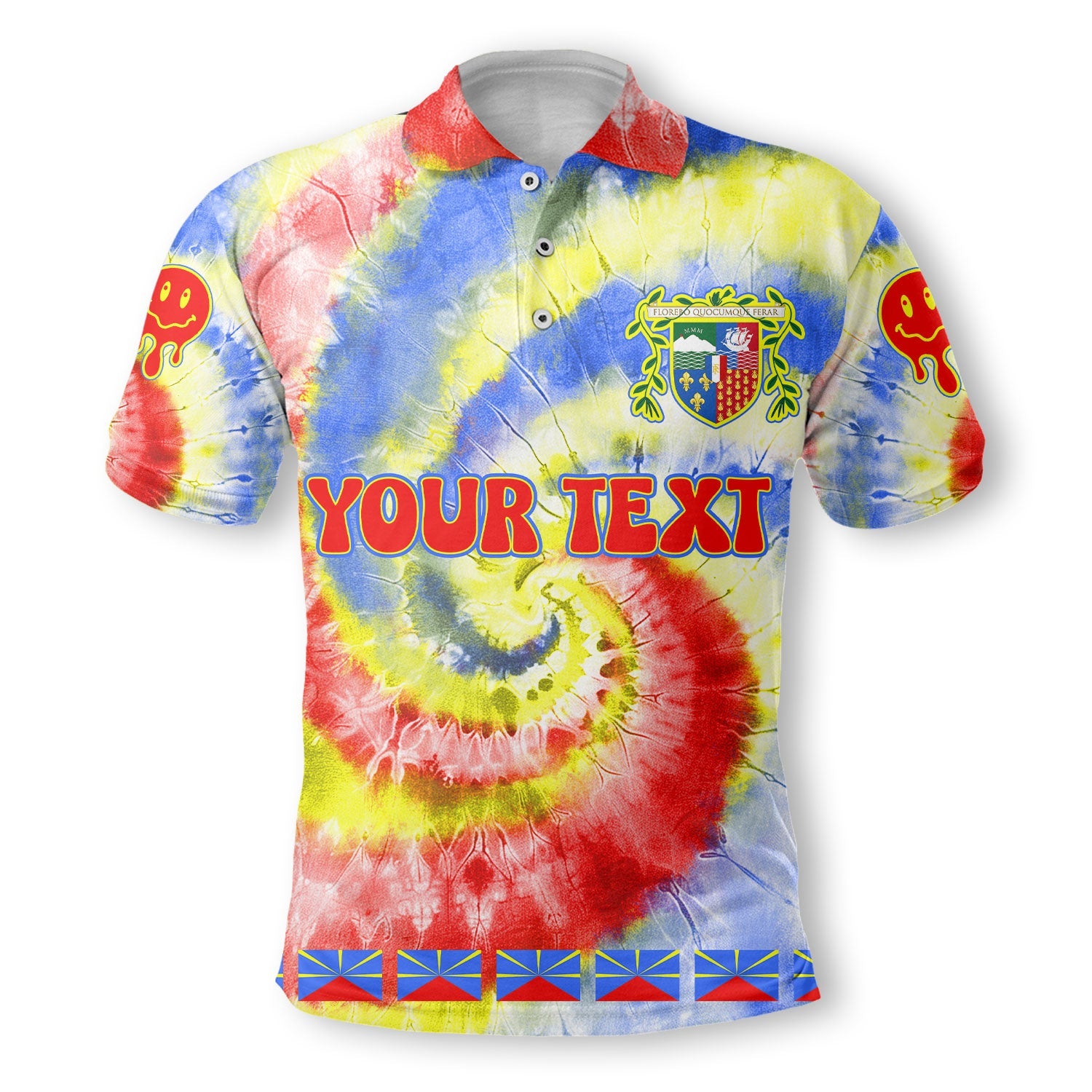 Reunion Polo Shirt Custom Tie Dye Style 2