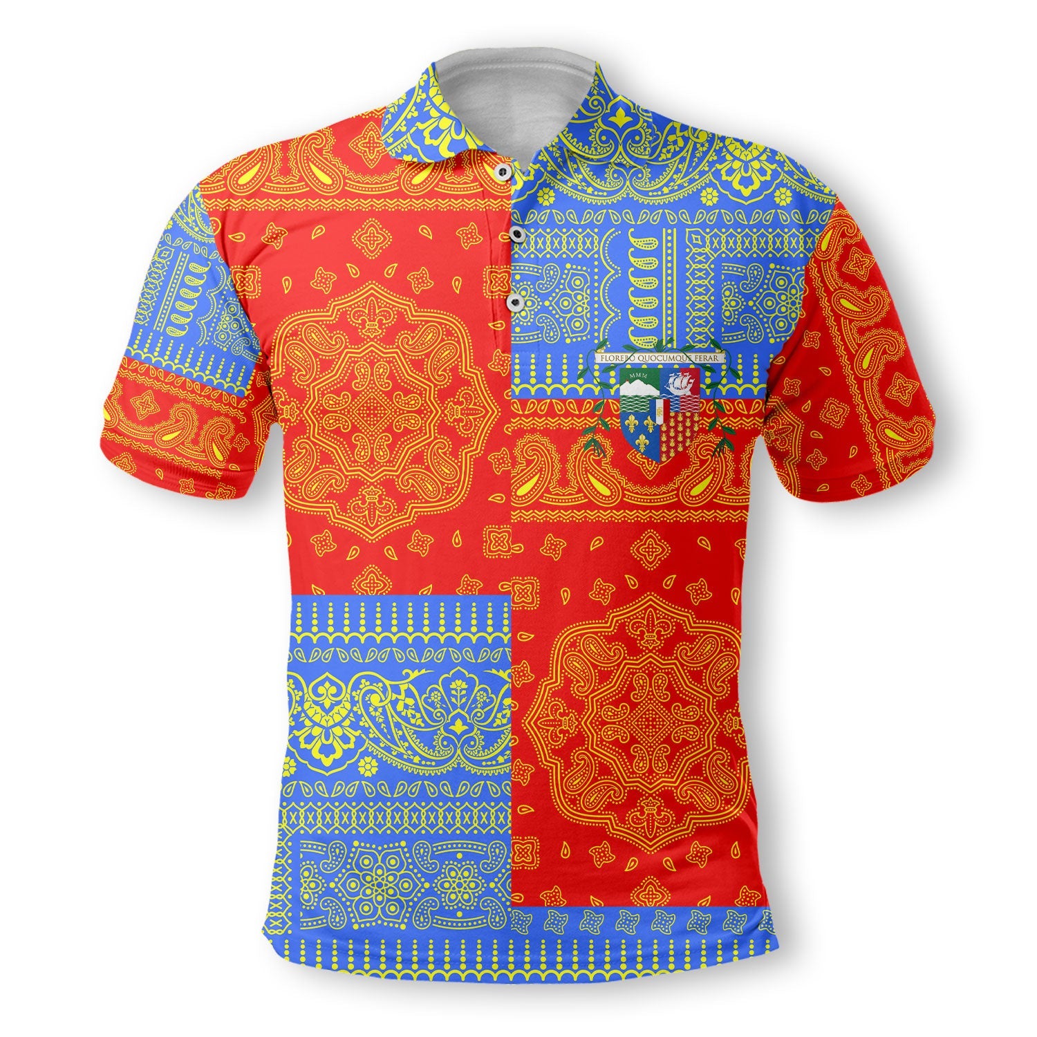 Reunion Polo Shirt Flag And Paisley Basic Style 2