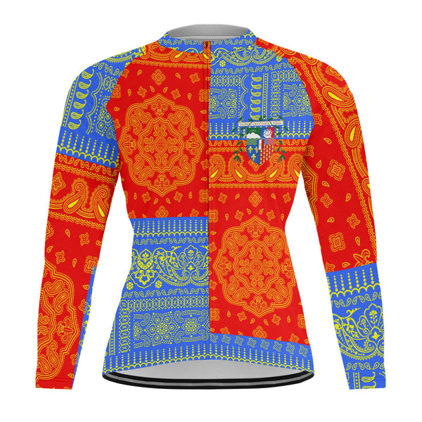 Reunion Raglan Men Cycling Jersey Long Sleeve Flag And Paisley Basic Style 1