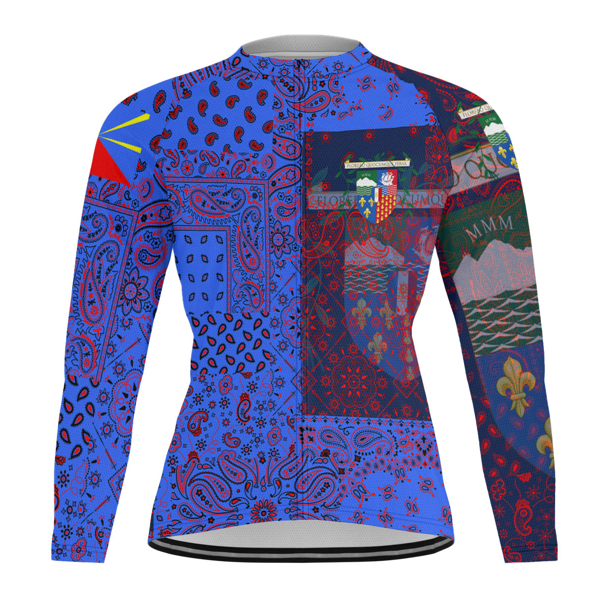 Reunion Raglan Men Cycling Jersey Long Sleeve Paisley Flag And Skull Style 1