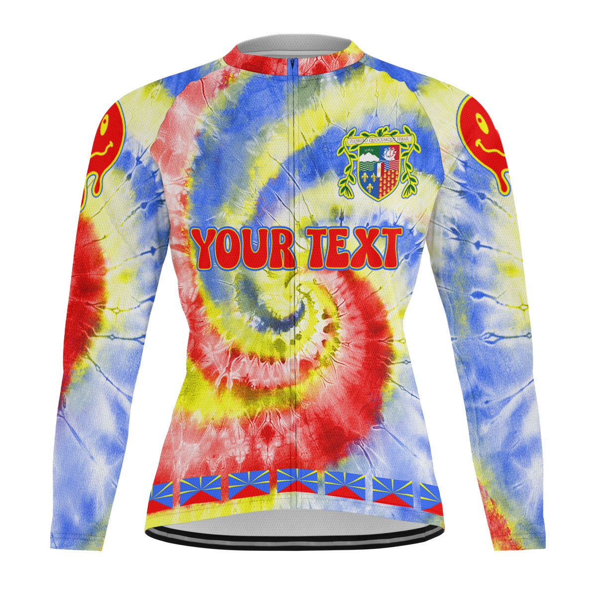 Reunion Raglan Men Cycling Jersey Long Sleeve Custom Tie Dye Style 2