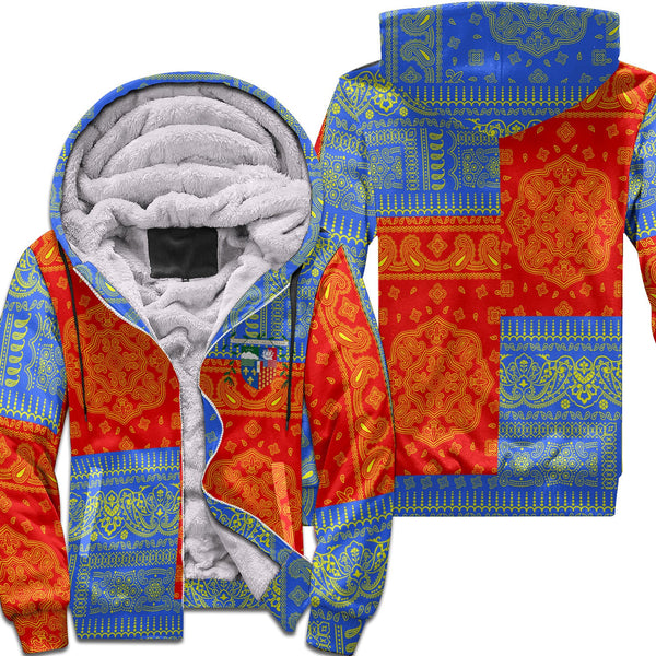 Reunion Sherpa Hoodie Flag And Paisley Basic Style 1