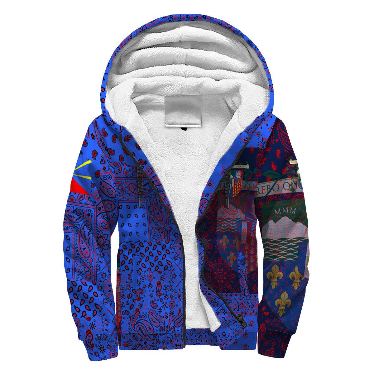 Reunion Sherpa Hoodie Paisley Flag And Skull Style 3