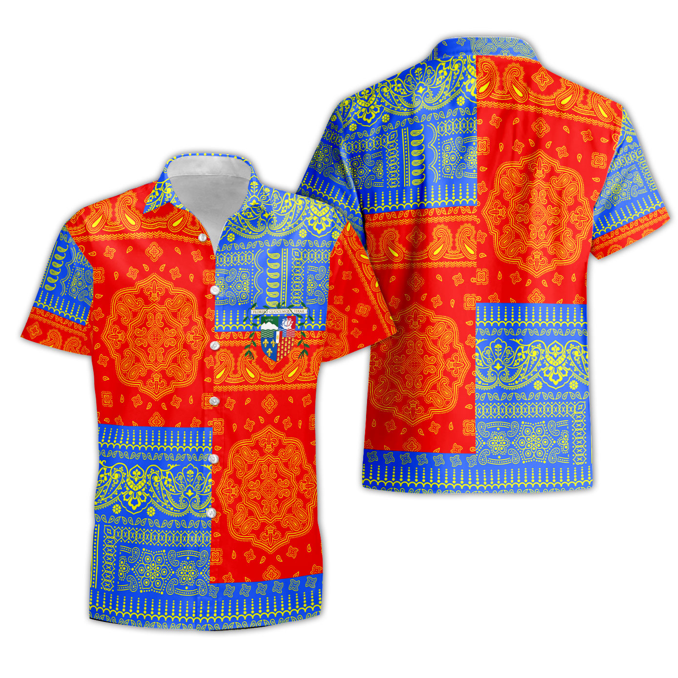 Reunion Short Sleeve Shirt Flag And Paisley Basic Style 1