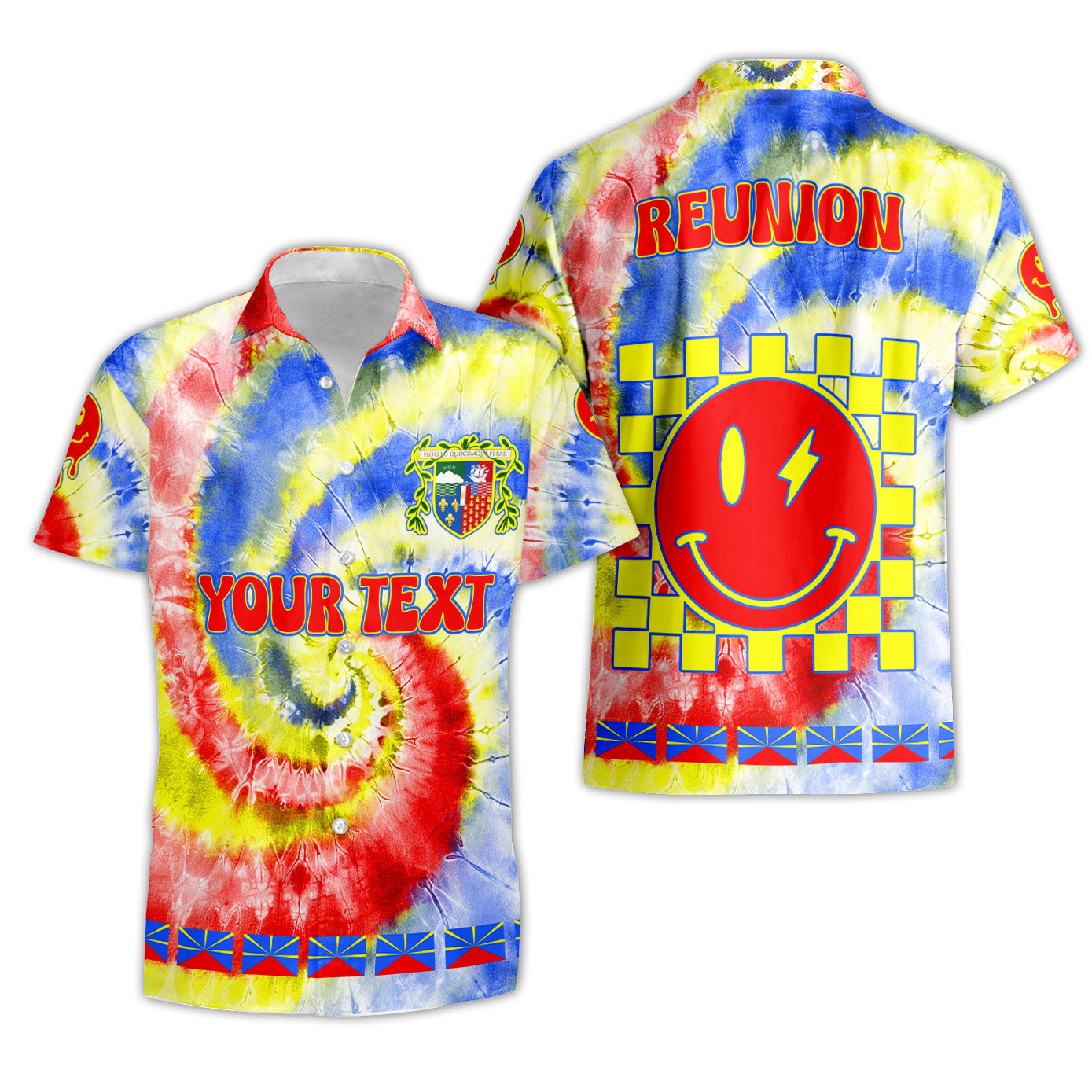 Reunion Short Sleeve Shirt Custom Tie Dye Style 3