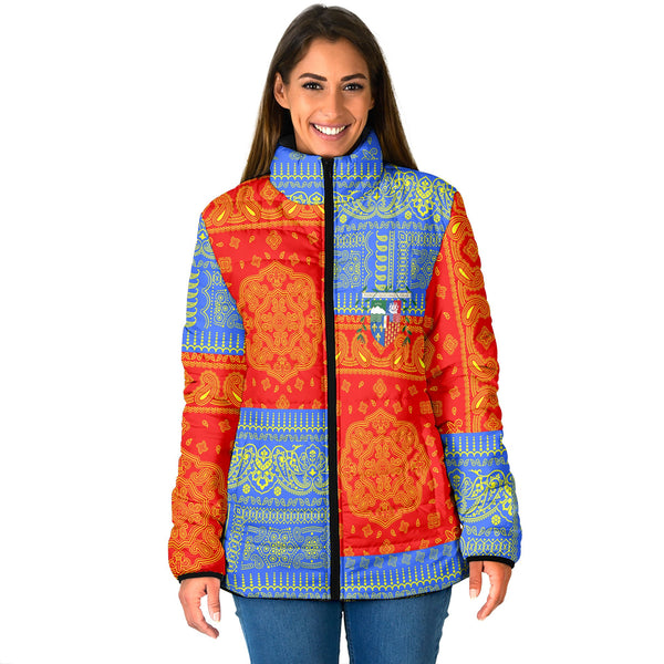 Reunion Women Padded Jacket Flag And Paisley Basic Style 1