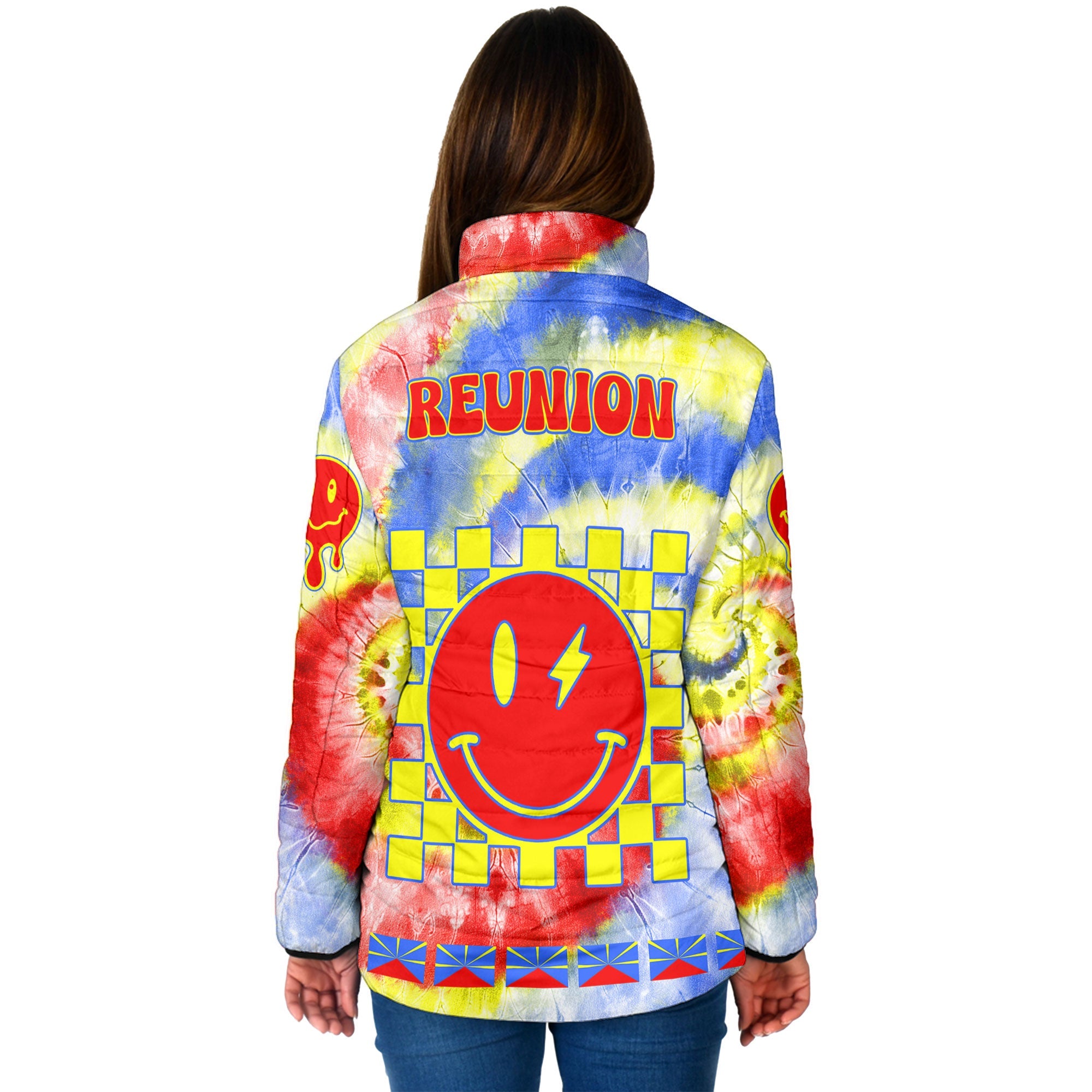 Reunion Women Padded Jacket Custom Tie Dye Style 2