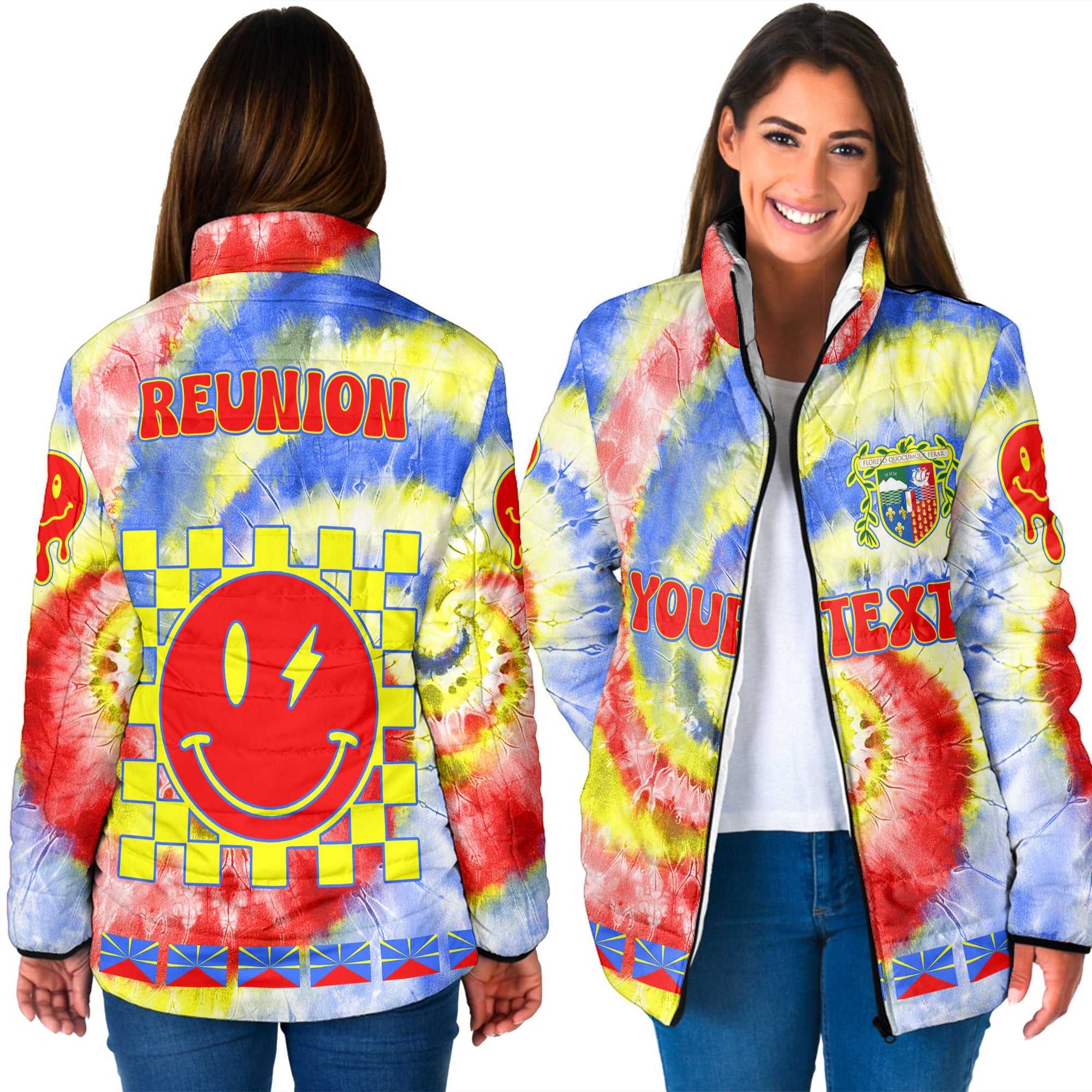 Reunion Women Padded Jacket Custom Tie Dye Style 3