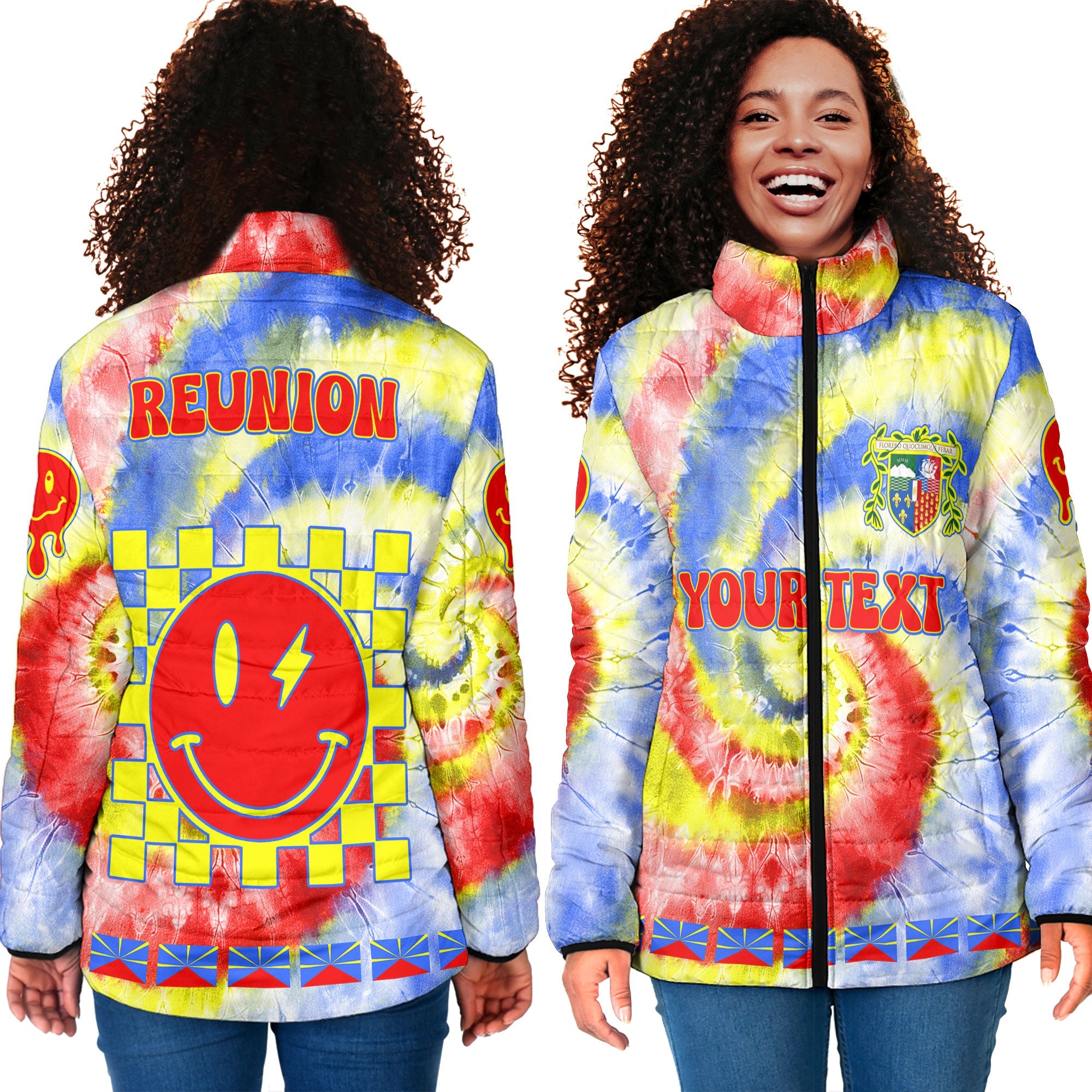 Reunion Women Padded Jacket Custom Tie Dye Style 4