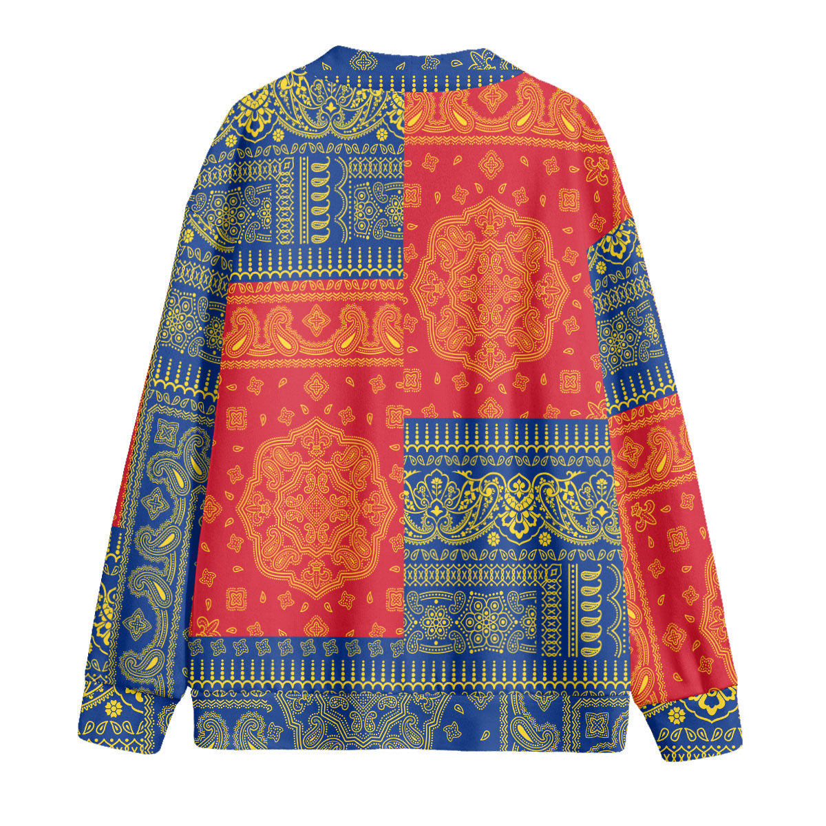 Romania Fleece Cardigan Flag And Paisley Basic Style 2