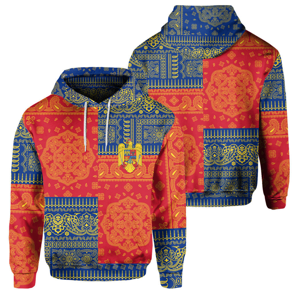 Romania Hoodie Flag And Paisley Basic Style 1