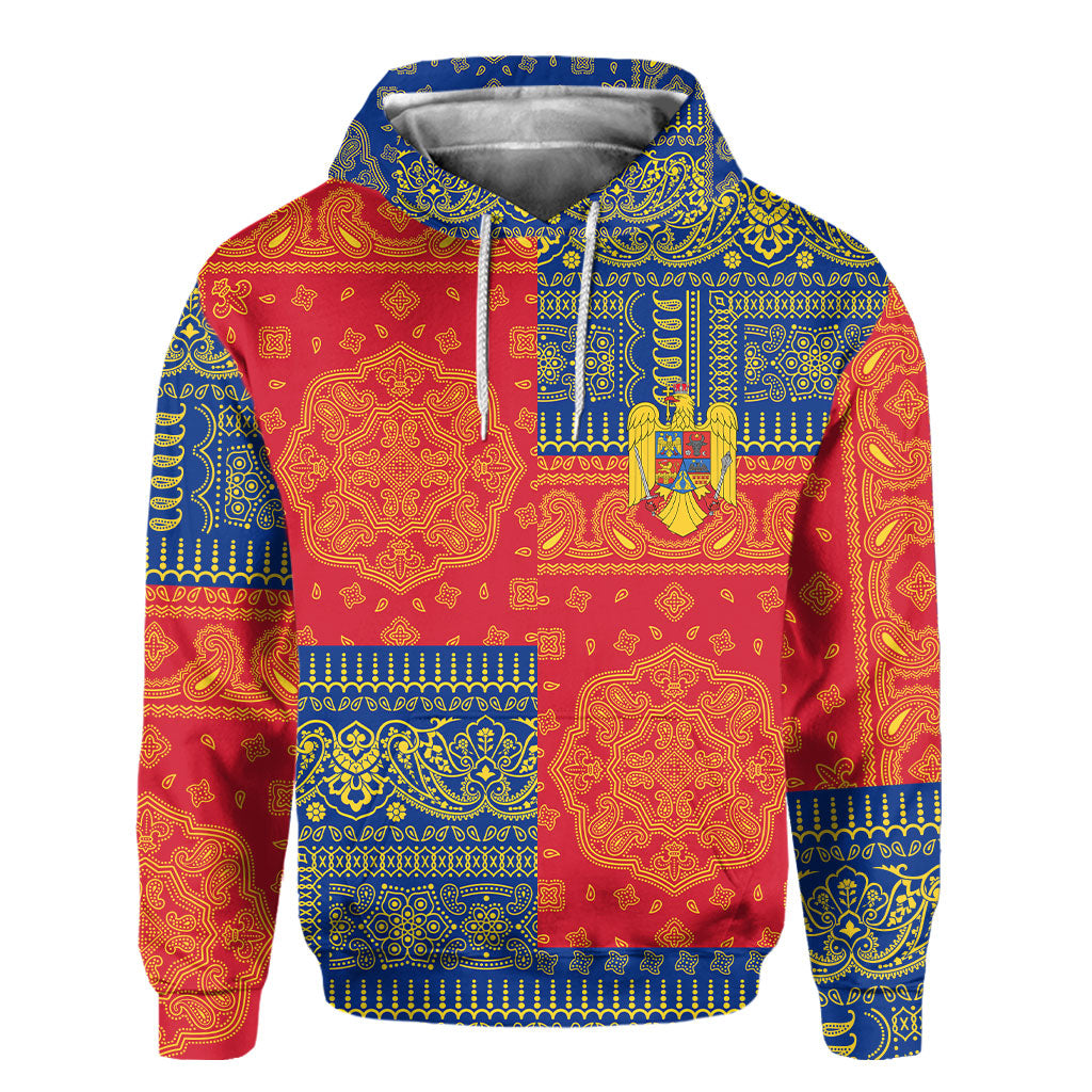 Romania Hoodie Flag And Paisley Basic Style 2