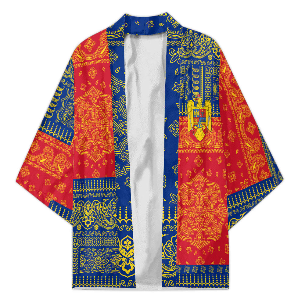 Romania Kimono Flag And Paisley Basic Style 2