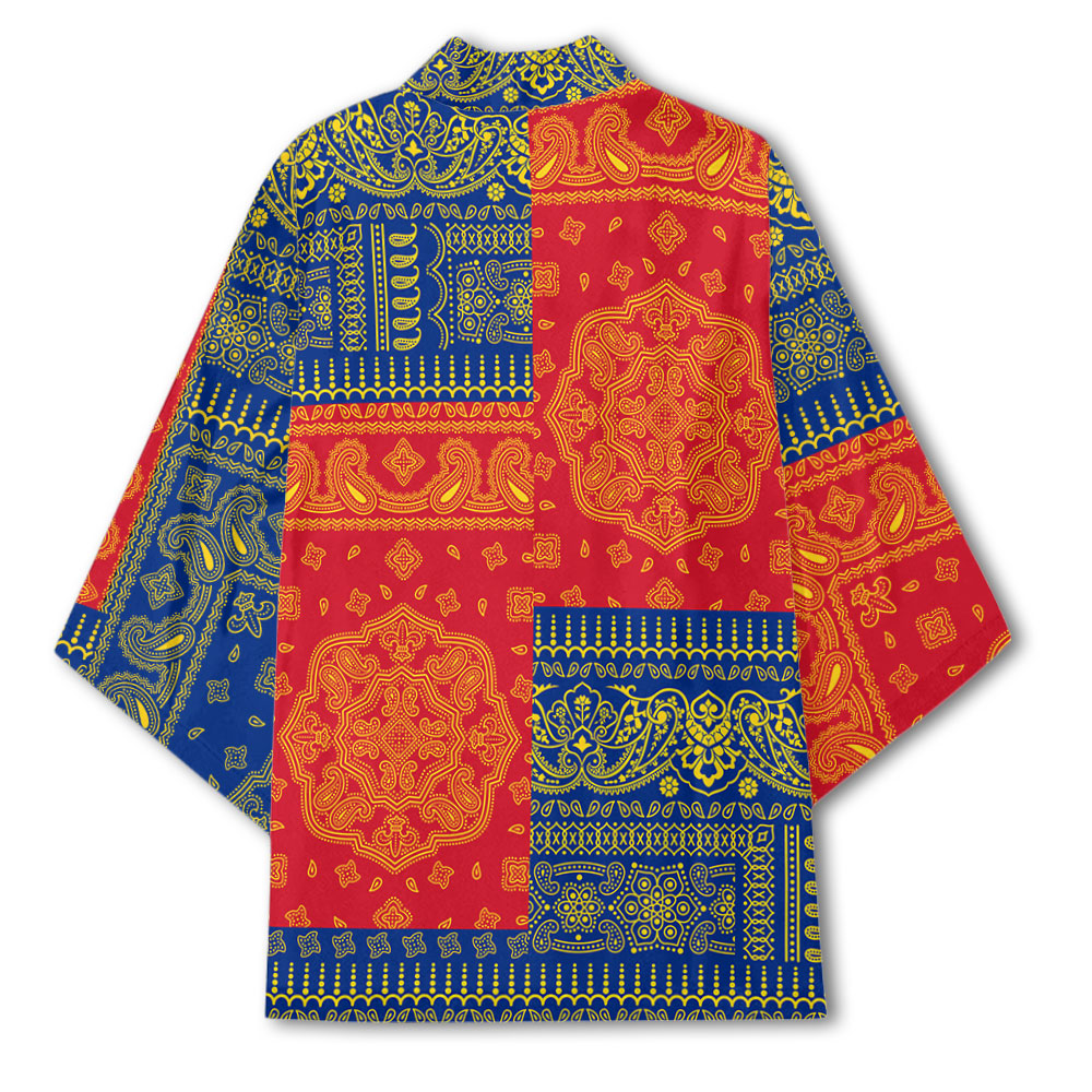 Romania Kimono Flag And Paisley Basic Style 3