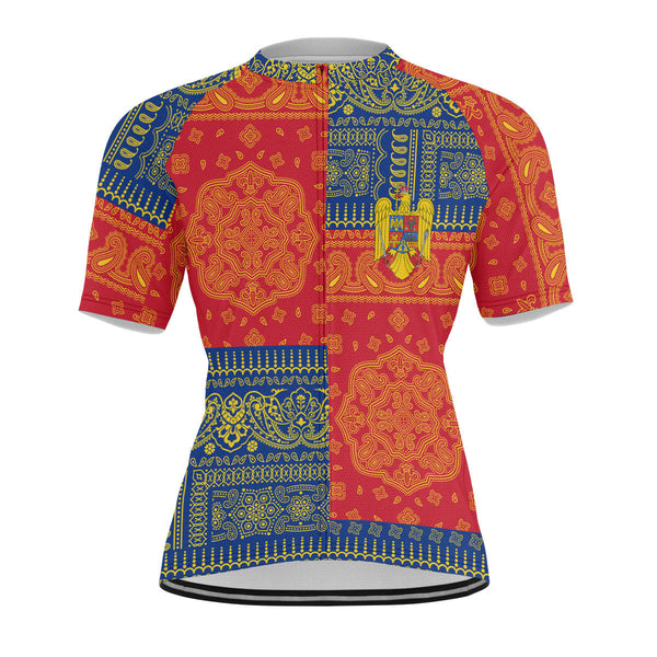 Romania Men Cycling Jersey Flag And Paisley Basic Style 1