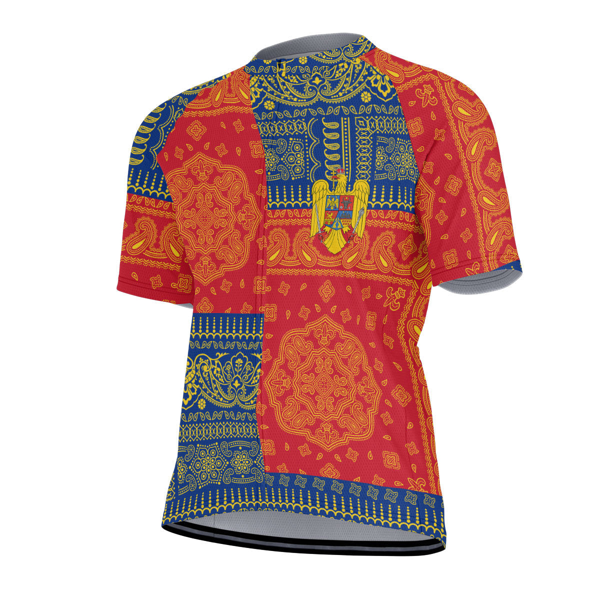 Romania Men Cycling Jersey Flag And Paisley Basic Style 2