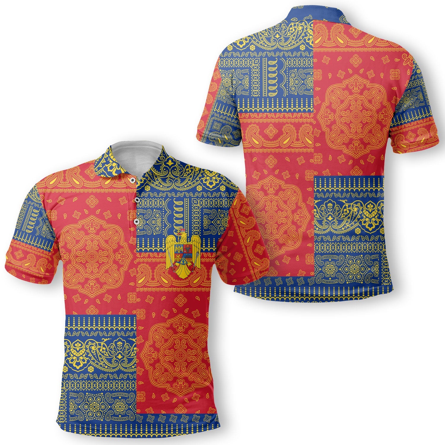 Romania Polo Shirt Flag And Paisley Basic Style 1