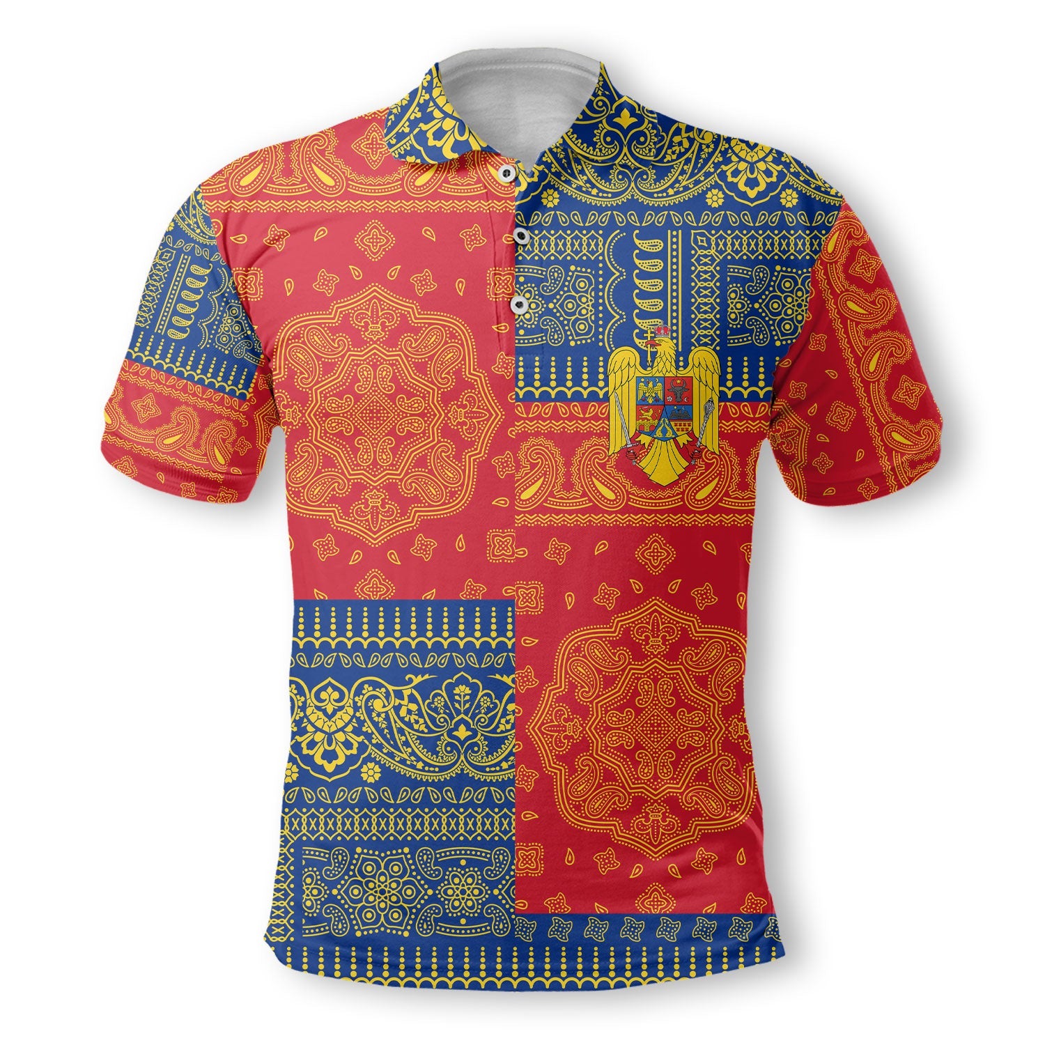 Romania Polo Shirt Flag And Paisley Basic Style 2