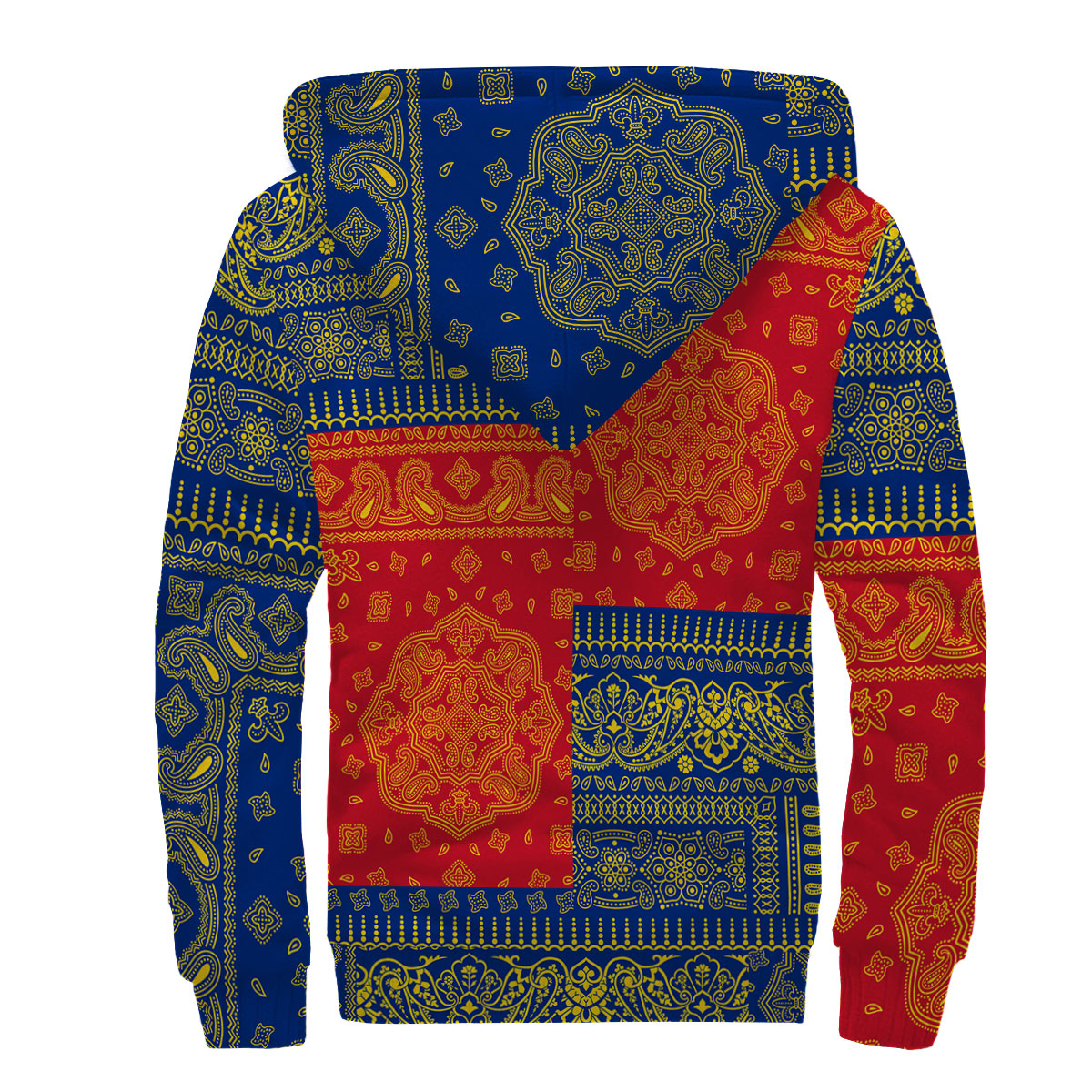 Romania Sherpa Hoodie Flag And Paisley Basic Style 2