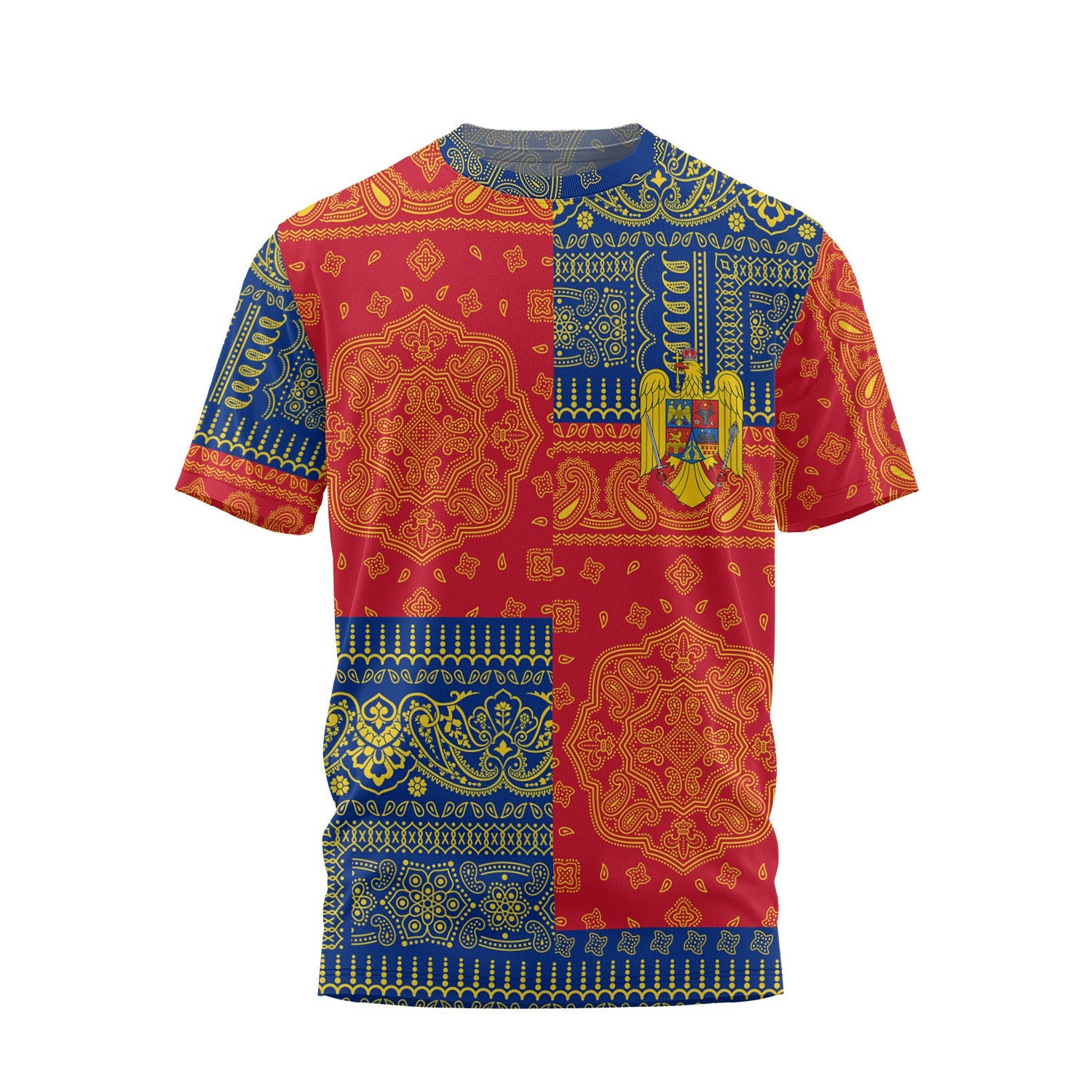 Romania T Shirt Flag And Paisley Basic Style 2