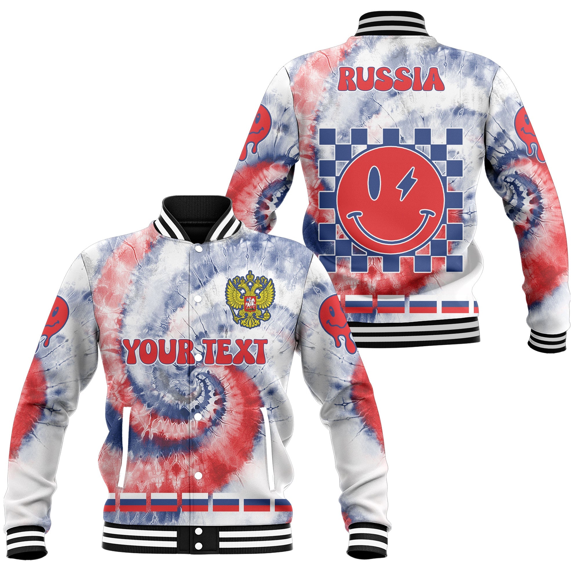 Russia Baseball Jacket Custom Tie Dye Style 1