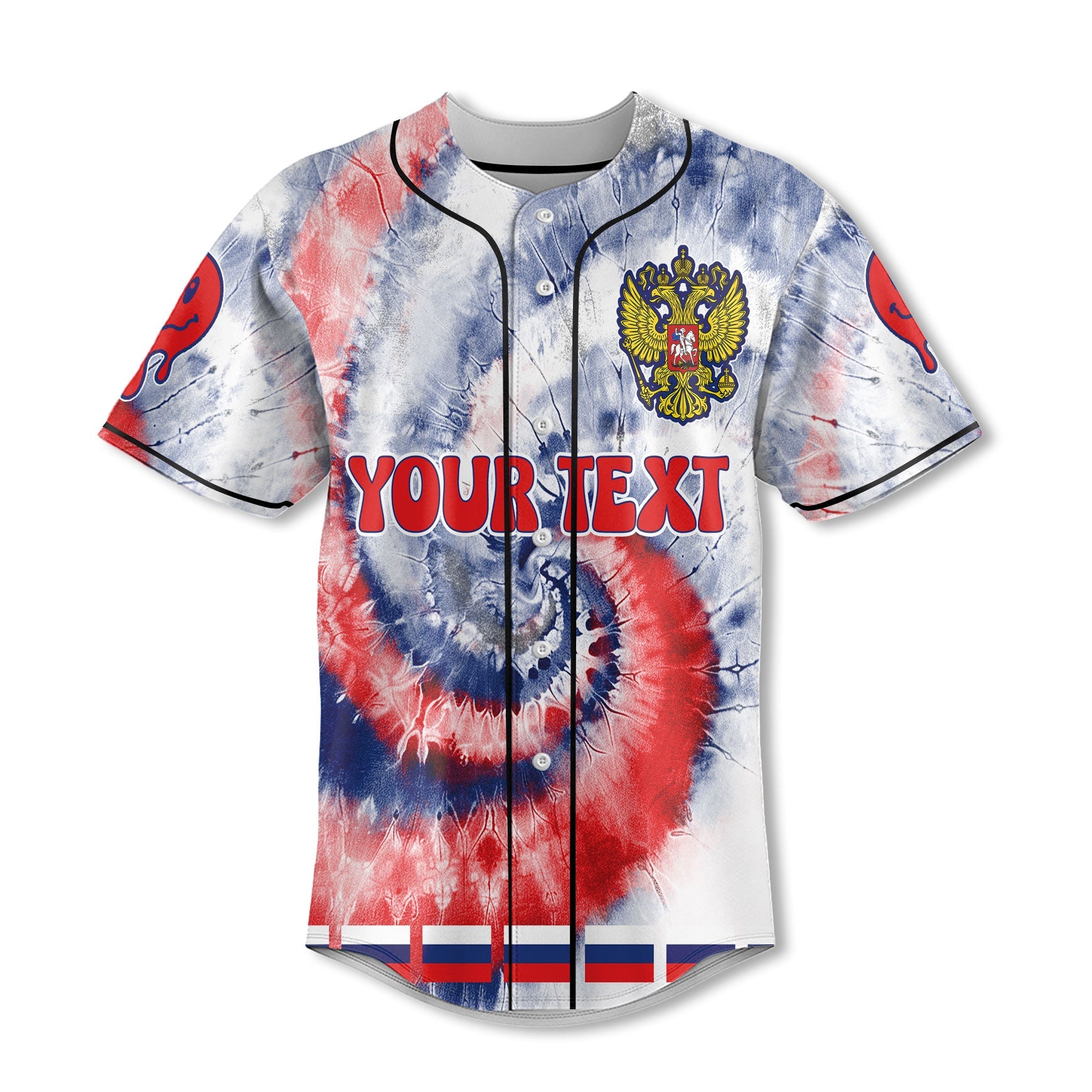 Russia Baseball Jersey Custom Tie Dye Style 2