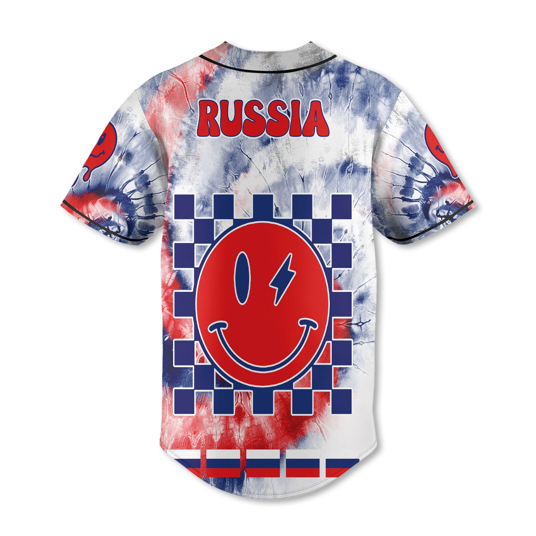 Russia Baseball Jersey Custom Tie Dye Style 3