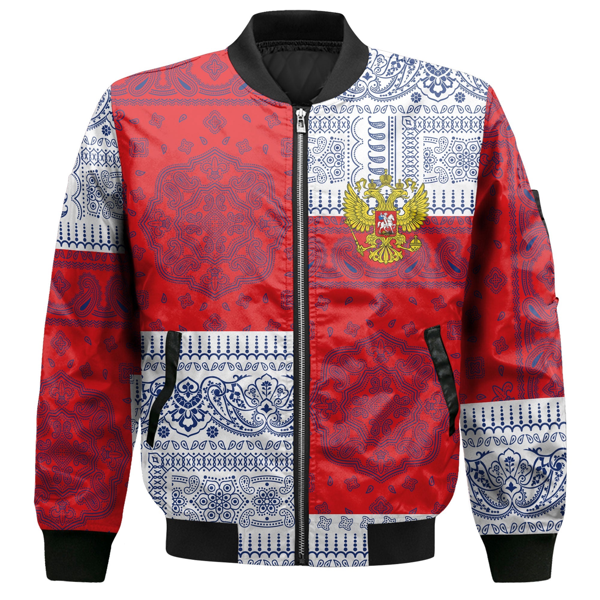 Russia Bomber Jacket Flag And Paisley Basic Style 2